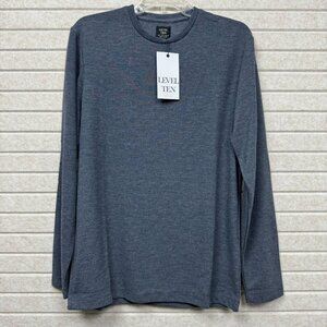 Level Ten Men’s Blue Heather Knit Long Sleeve Shirt Size S NWT